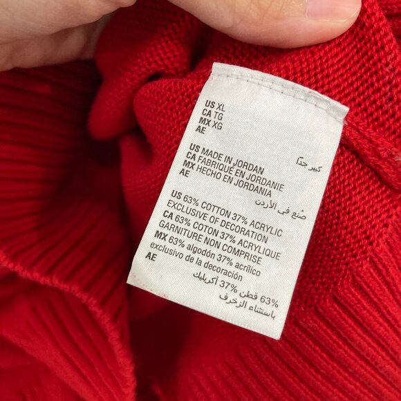 Charter Club size XL Red Black Crew Neck Dog Print Long Sleeve Casual Sweater - Picture 7 of 9